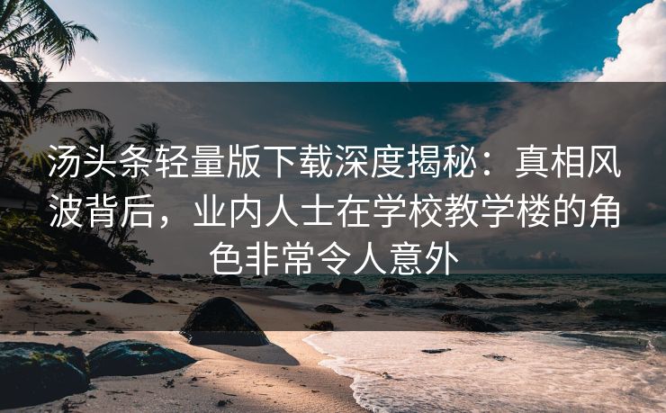 汤头条轻量版下载深度揭秘：真相风波背后，业内人士在学校教学楼的角色非常令人意外
