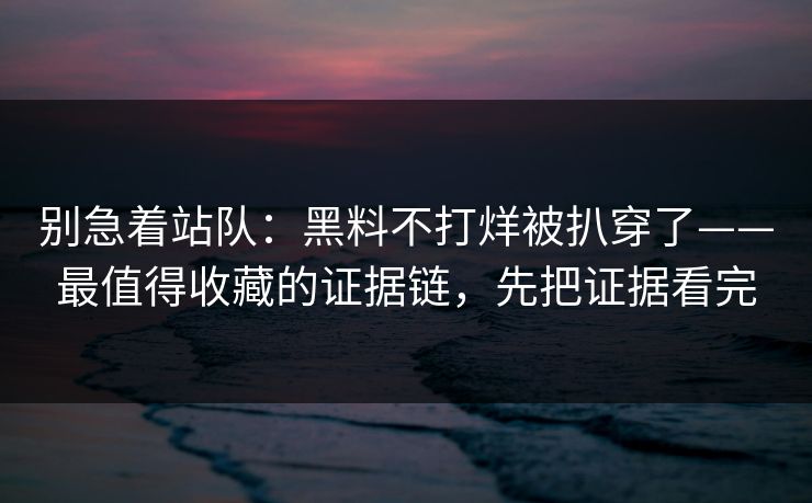 别急着站队：黑料不打烊被扒穿了——最值得收藏的证据链，先把证据看完