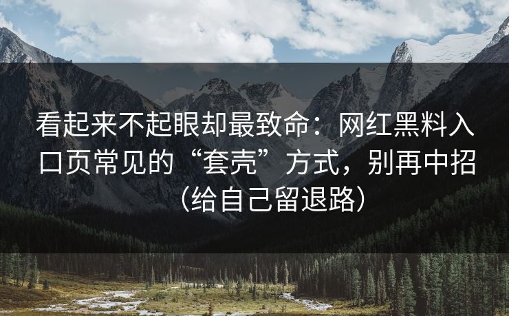 看起来不起眼却最致命：网红黑料入口页常见的“套壳”方式，别再中招（给自己留退路）